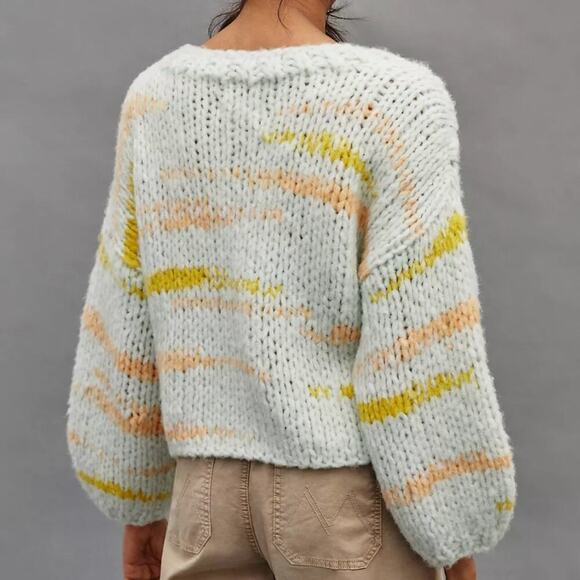 Anthropologie Jojo Multicolored Chunky Knit Oversized Wool Blend Sweater XS - Picture 2 of 9